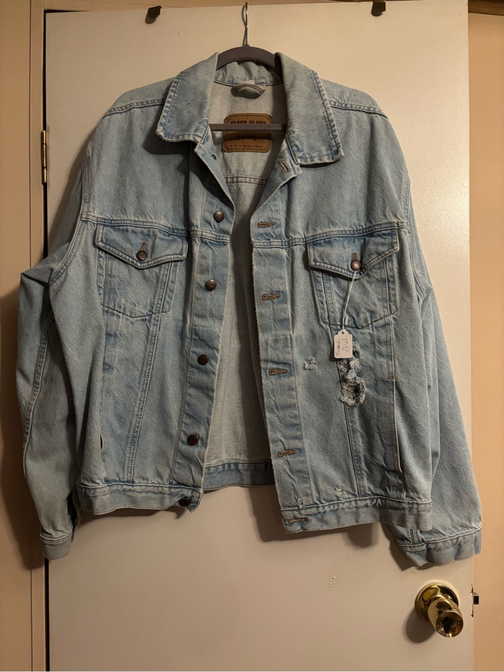 Faded Glory Light Blue Distressed Denim Jacket